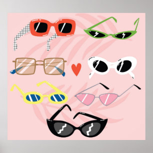 Fun Cartoon: Trendy Sunglasses Collection Poster