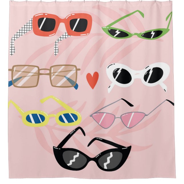 Fun Cartoon: Trendy Sunglasses Collection Shower Curtain (Front)