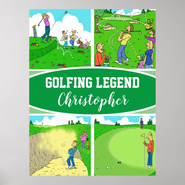 Fun Cartoons for a Golfing Legend Poster (Front)