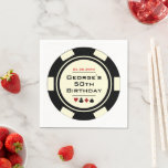 Fun Casino Poker Chip in Black Off-White Birthday Napkin<br><div class="desc">Dazzle the birthday party guests with these fun,  one of a kind,  personalised black and off-white poker chip paper napkins! More matching party supplies available.</div>