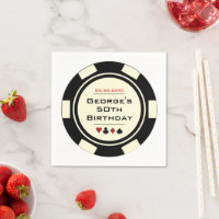 Fun Casino Poker Chip in Black Off-White Birthday