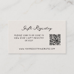 Fun Casual Handwritten Gift Registry QR Code Enclosure Card