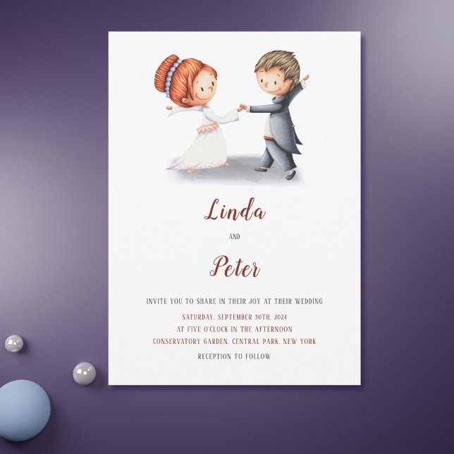 Fun Casual Simple Bride Groom Unique Wedding Invitation (Fun Modern Simple Bride Groom Unique Wedding Invitation )