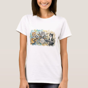 Fun Cat Band Music Piano Drums Keyboard T-Shirt