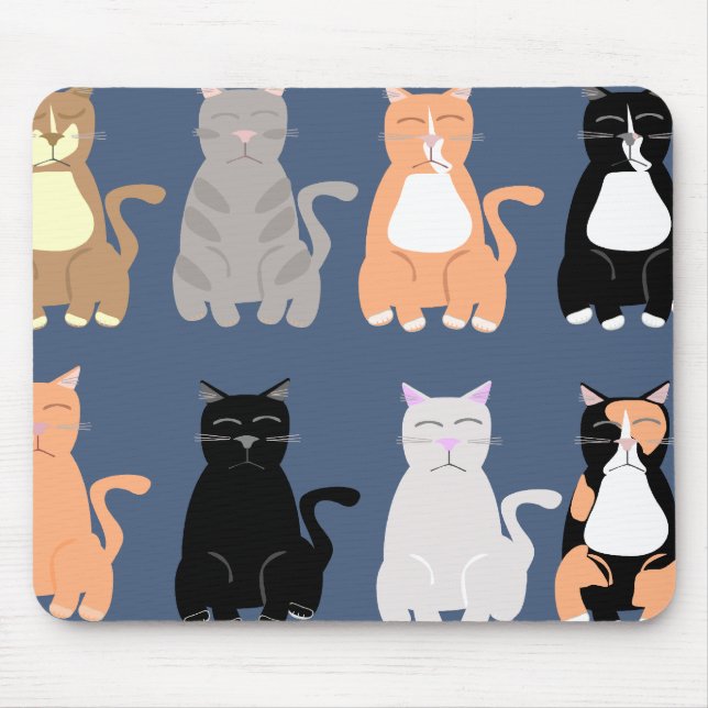 Fun Cat Breeds Types Cartoon Pattern Art Mouse Mat (Front)