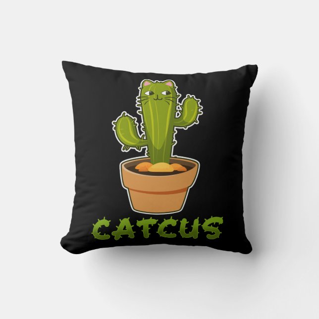 Fun Cat Cactus Catcus Pet Plant Cushion (Front)
