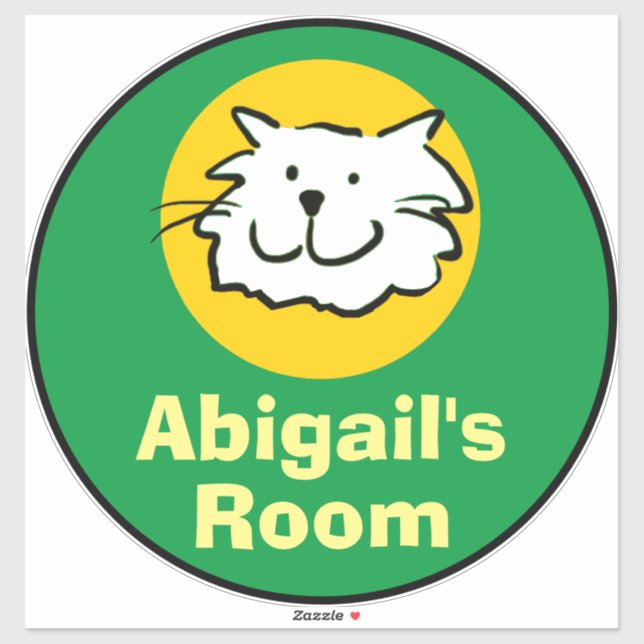 Fun Cat Cartoon Sticker for Child's Bedroom (Sheet)