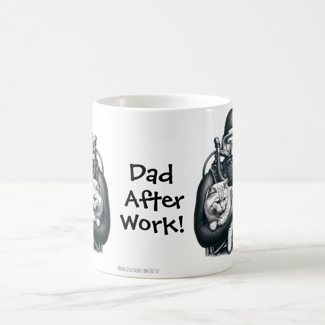  Fun Cat Dad Scuba Diver  Personalise Coffee Mug (Center)