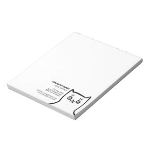 Fun Cat Hand Drawn Black White Simple Pet Service Notepad