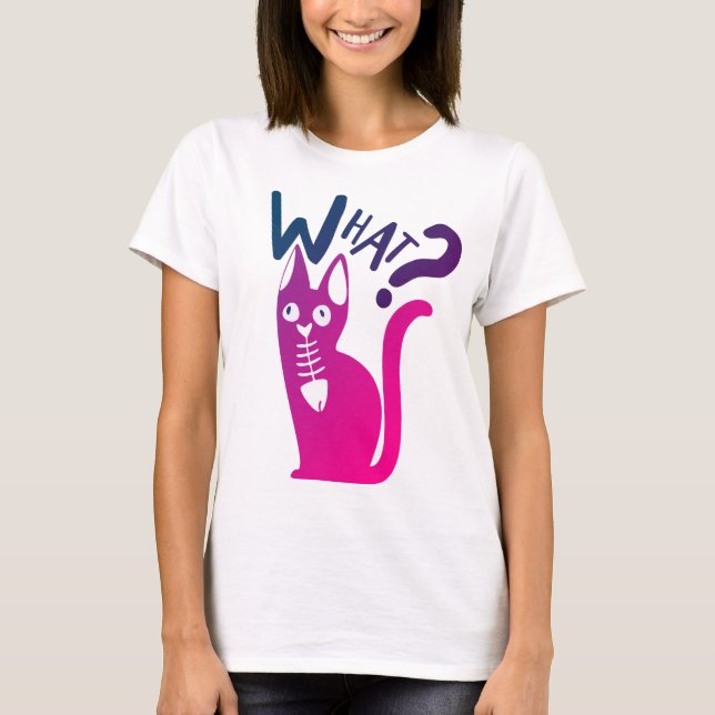  Fun Cat Joke Minimal Magenta Gradient Cartoon T-Shirt (Front)