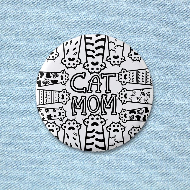 Fun Cat Mum For Cat Lovers 3 Cm Round Badge (Fun Cat Mom For Cat Lovers Button)