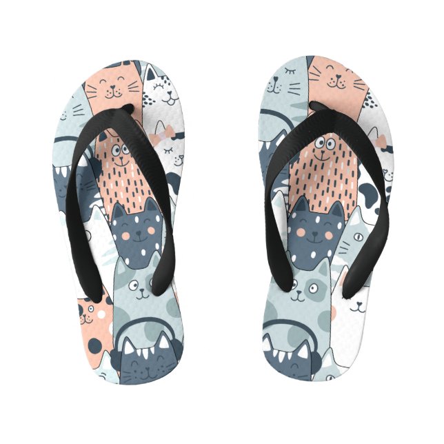 Fun Cat Pattern Bath Kid's Flip Flops (Footbed)