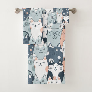 Fun Cat Pattern Bath Towel Set