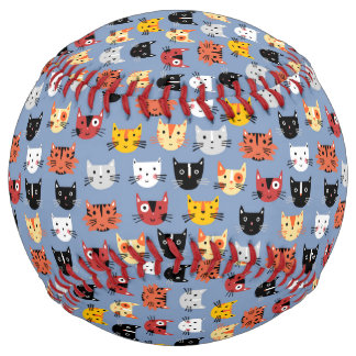 Fun Cat Pattern Blue Softball