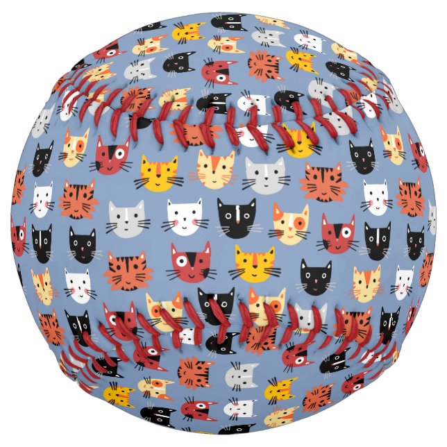 Fun Cat Pattern Blue Softball (Front)