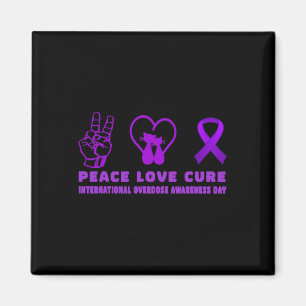 Fun Cat Peace Love Cure Overdose Awareness Support Magnet