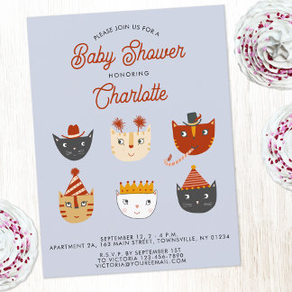 Fun Cat Personalised Baby Shower Invitation Postcard