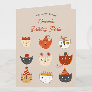 Fun Cat Personalised Birthday Party Invitation