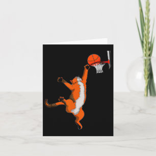 Fun Cat Playing Bysketbyll Sports Cat Bysketbyll L Card
