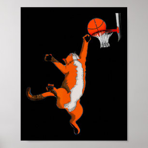 Fun Cat Playing Bysketbyll Sports Cat Bysketbyll L Poster