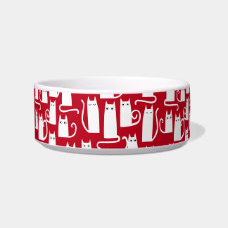 Fun Cat Red and White Bowl