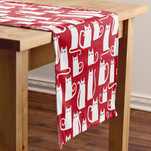 Fun Cat Red and White Tablecloth