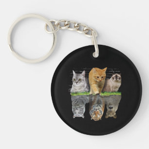 Fun Cat Reflection Gift Design Idea Key Ring