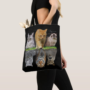 Fun Cat Reflection Gift Design Idea Tote Bag