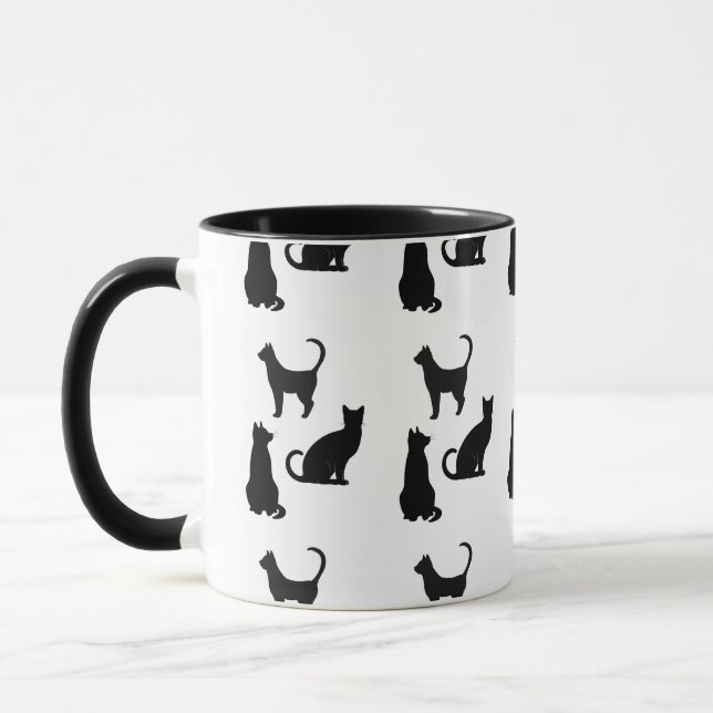Fun Cat Silhouette Coffee Mug (Left)