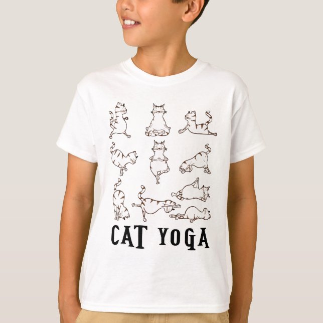 Fun Cat Yoga Gift T Shirt  (Front)