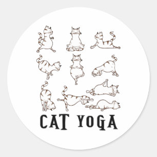 Fun Cat Yoga Gift T Shirt Classic Round Sticker