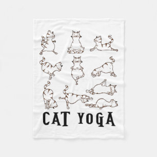 Fun Cat Yoga Gift T Shirt Fleece Blanket
