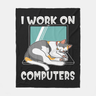 Fun Cats and Computers Halloween Kitty for pet lov Fleece Blanket