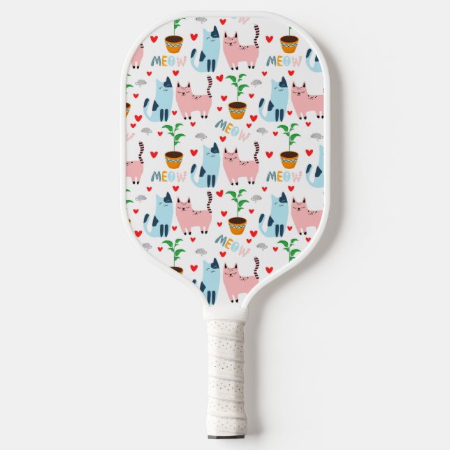 Fun Cats and Mice With Hearts Pickleball Paddle (Front)
