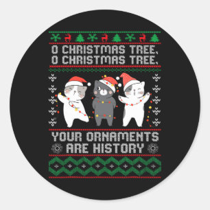 Fun Cats Christmas Ornaments Pajama Family Cat Lo Classic Round Sticker