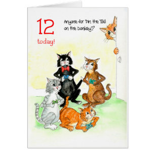 Fun Cats Playing Video Game 12th Birthday