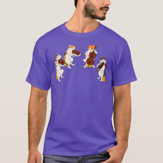 Fun Cats Playing Violin Cello  Gift Music Cat Love T-Shirt