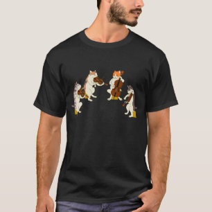 Fun Cats Playing Violin Cello Music Cat Lover T-Shirt
