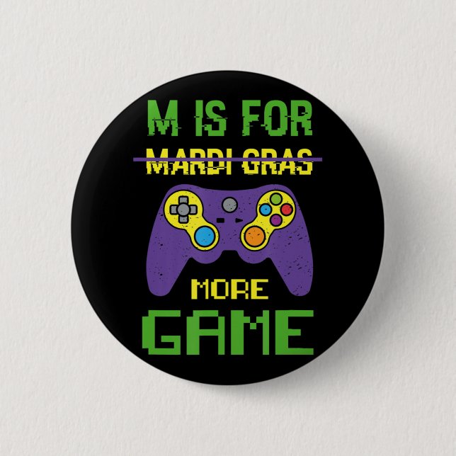 Fun Celebrate Mardi Gras Video Game Controller Gam 6 Cm Round Badge (Front)