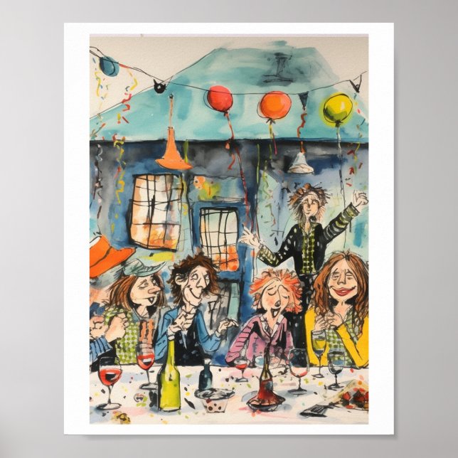 Fun, celebration illustration poster (Front)