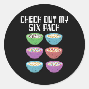 Fun Cereal Gym Breakfast Bowls Six Pack Workout Bo Classic Round Sticker