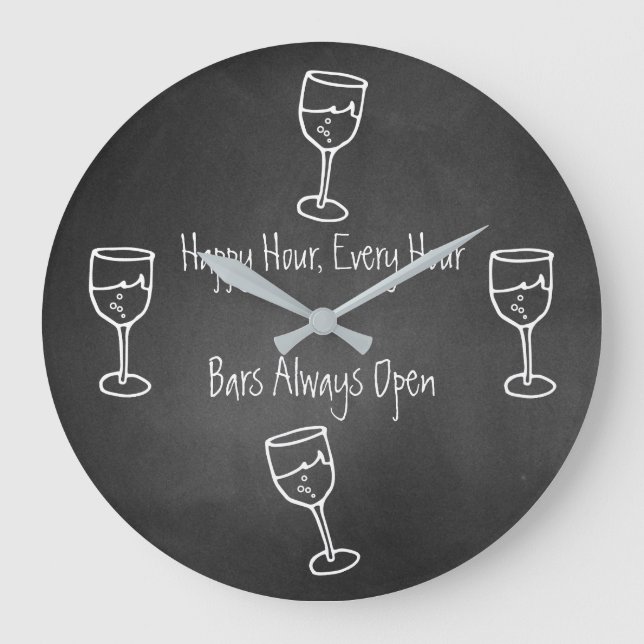 Fun Chalkboard Bar Wall Clock (Front)