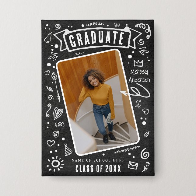 Fun Chalkboard Doodle Photo Graduation  (Front)
