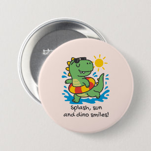 Fun Chapa with Summer Dinosaur for Child 7.5 Cm Round Badge