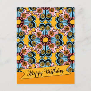 Fun cheerful flower power hippie birthday CC0218 Postcard