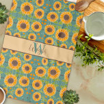 Fun Cheerful Sunflower Custom Name Initial Tea Towel<br><div class="desc">Fun Chic Personalised Name Initial Floral Pattern Modern kitchen towel. These colourful sunflower kitchen towels are perfect to add a pop of colour to your kitchen. Make them uniquely yours by adding your name or favourite quote. Whether you're a seasoned chef or an aspiring home cook, these towels make the...</div>