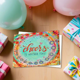 Fun Cheers Pretty Whimsical Happy Birthday Card