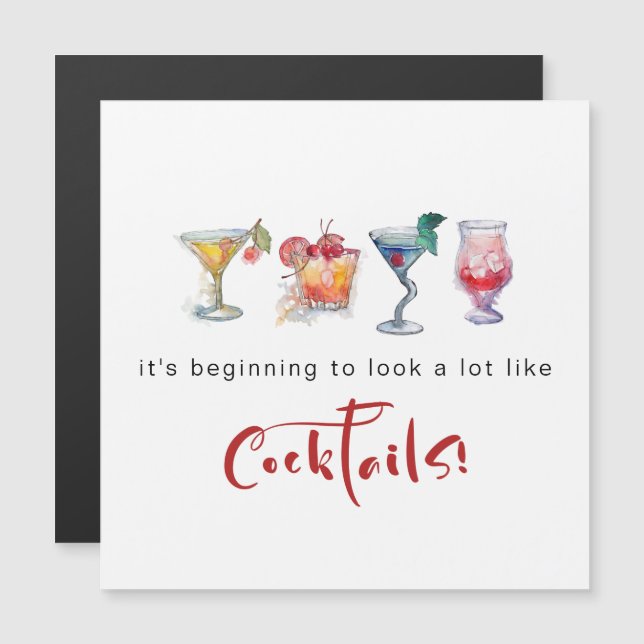 Fun Cheers To The Season Cocktails  Holiday Card (Front/Back)