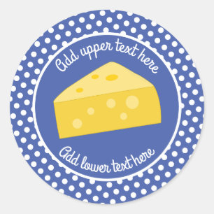 Fun Cheese Wedge - cartoon style blue white dot Classic Round Sticker