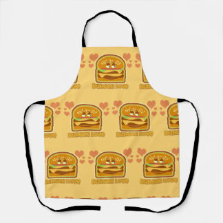 Fun Cheeseburger Love Lunchtime Cartoon Motto Apron